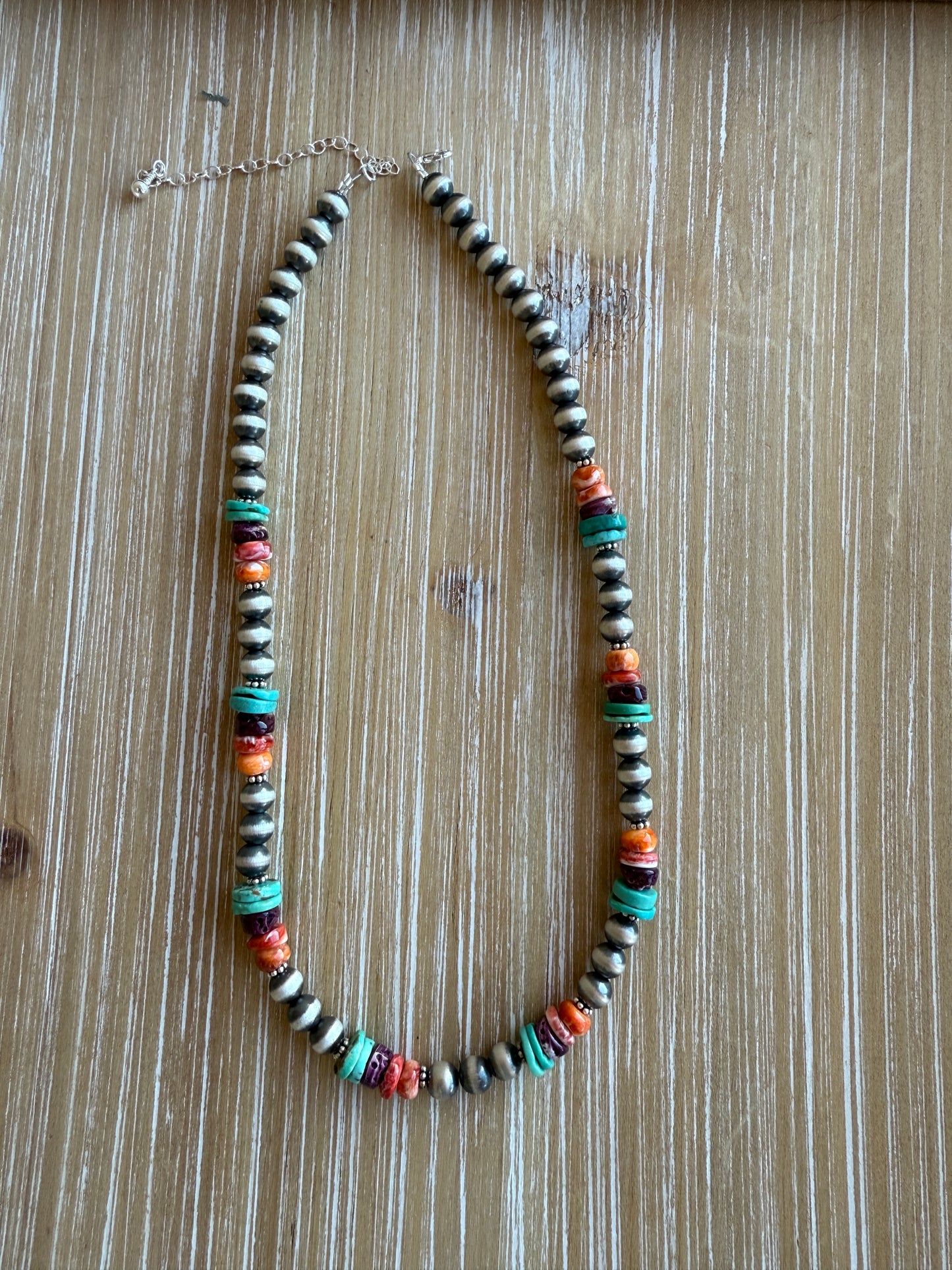 Navajo Pearl, Turquoise & Spiny Oyster Necklace