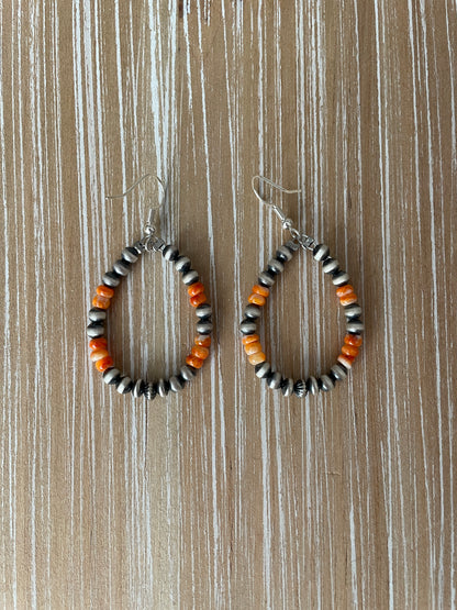 Spiny Oyster & Navajo Pearl Earrings