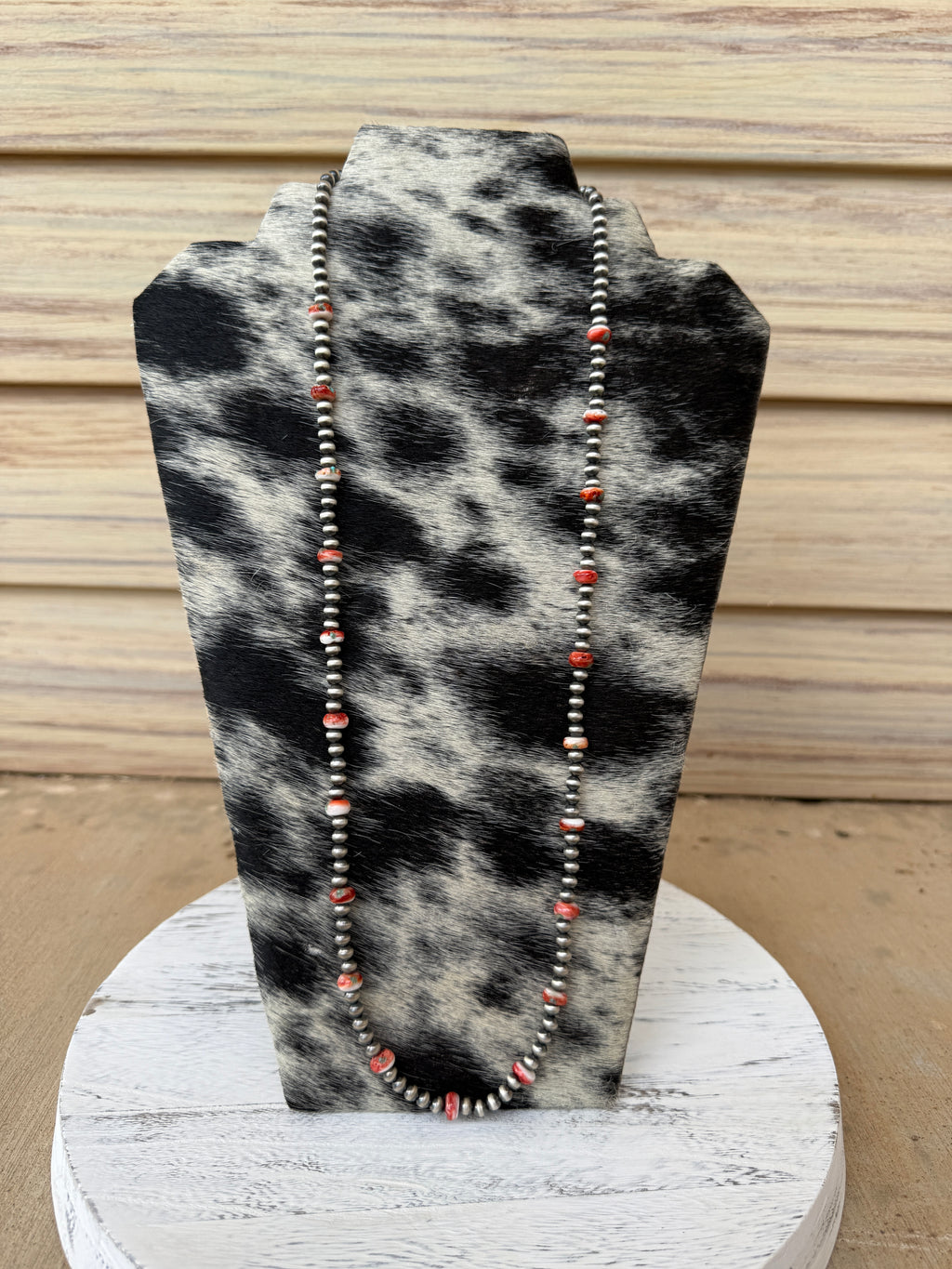 Navajo Pearl & Red Spiny Oyster with Turquoise Inlay Necklace