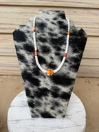 Graduated Spiny Oyster & Flower Necklace