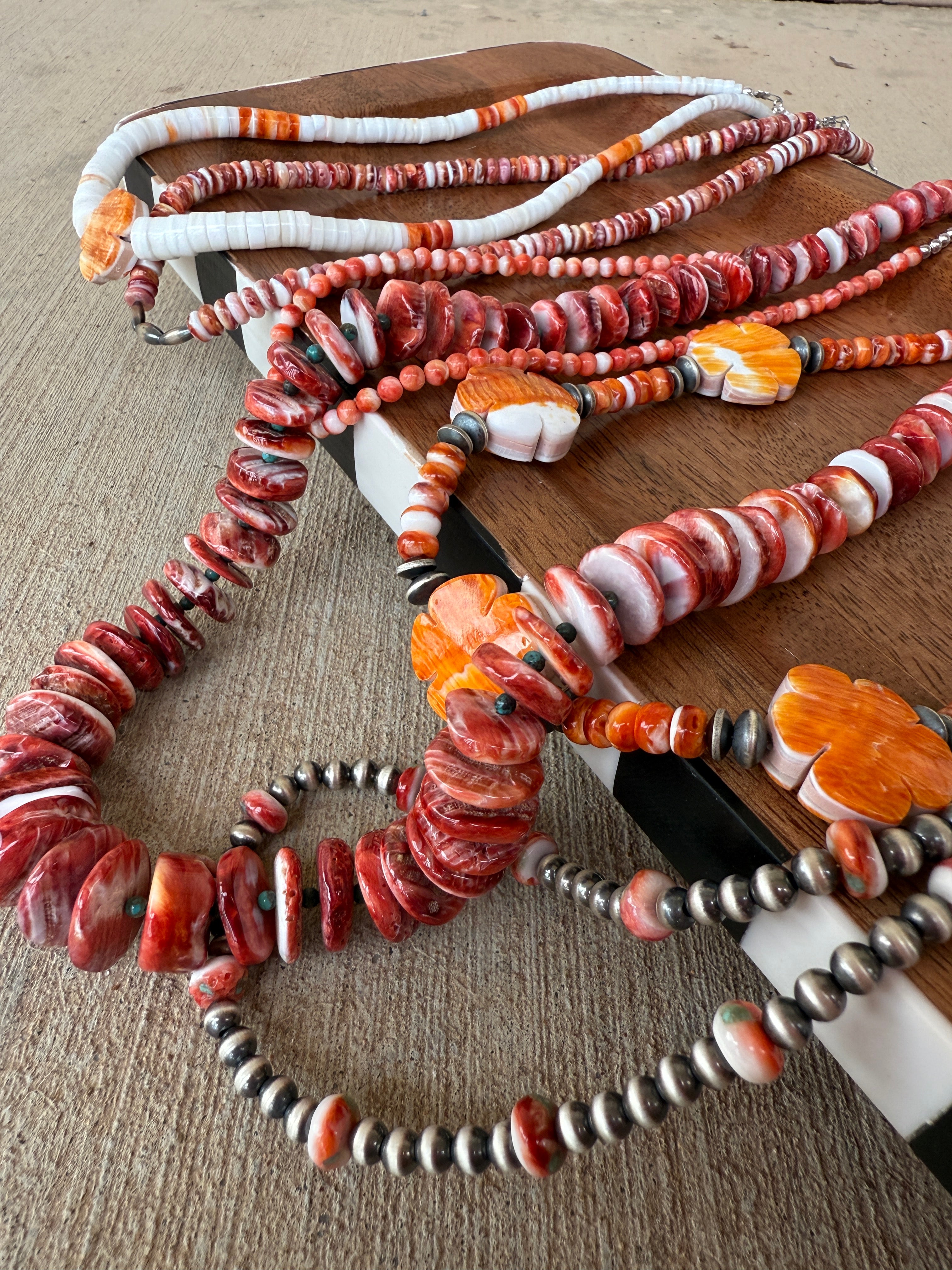 Graduated Red Spiny Oyster & Turquoise Spacers Necklace