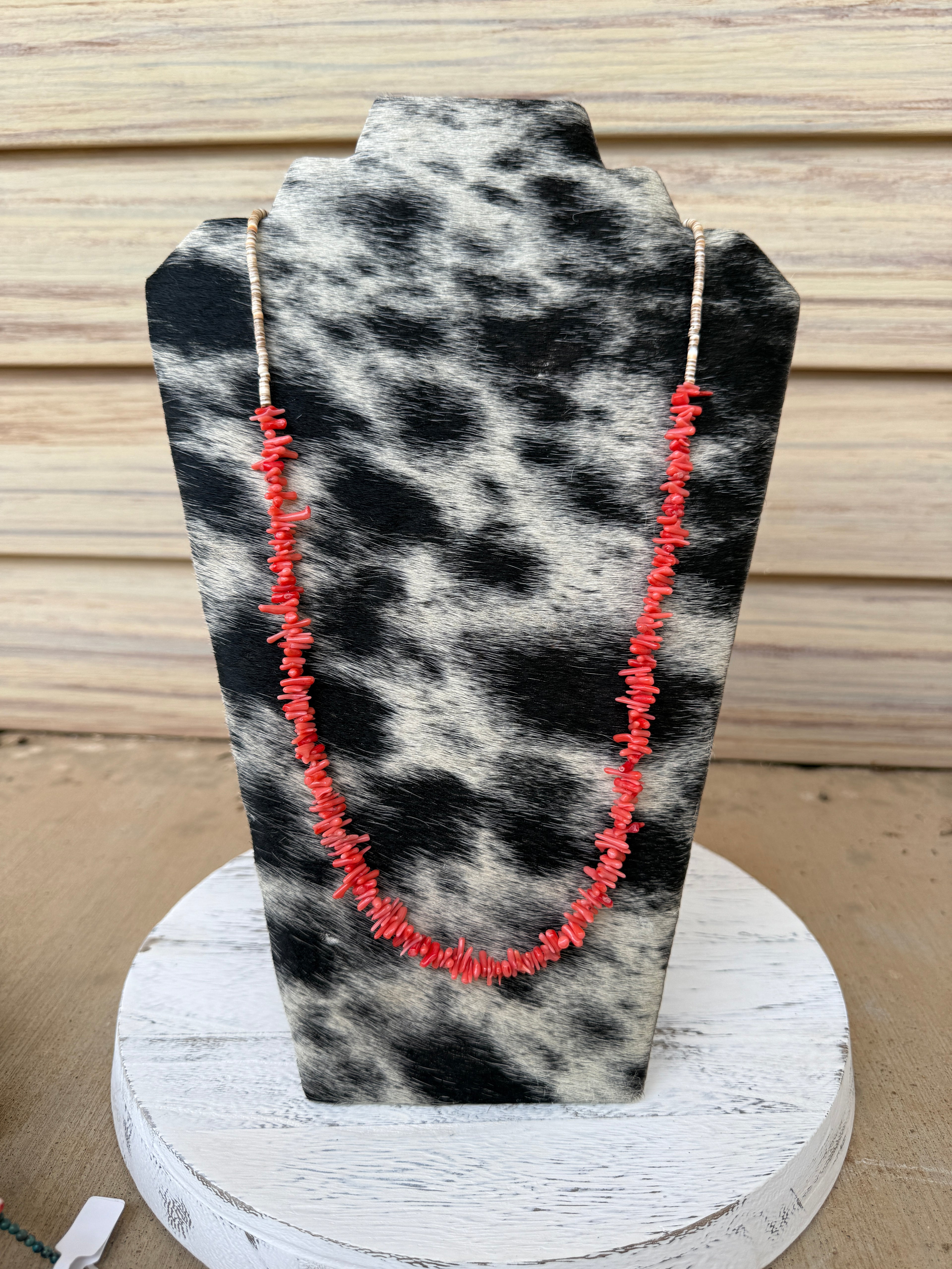 Pink Coral & Heishi Necklace