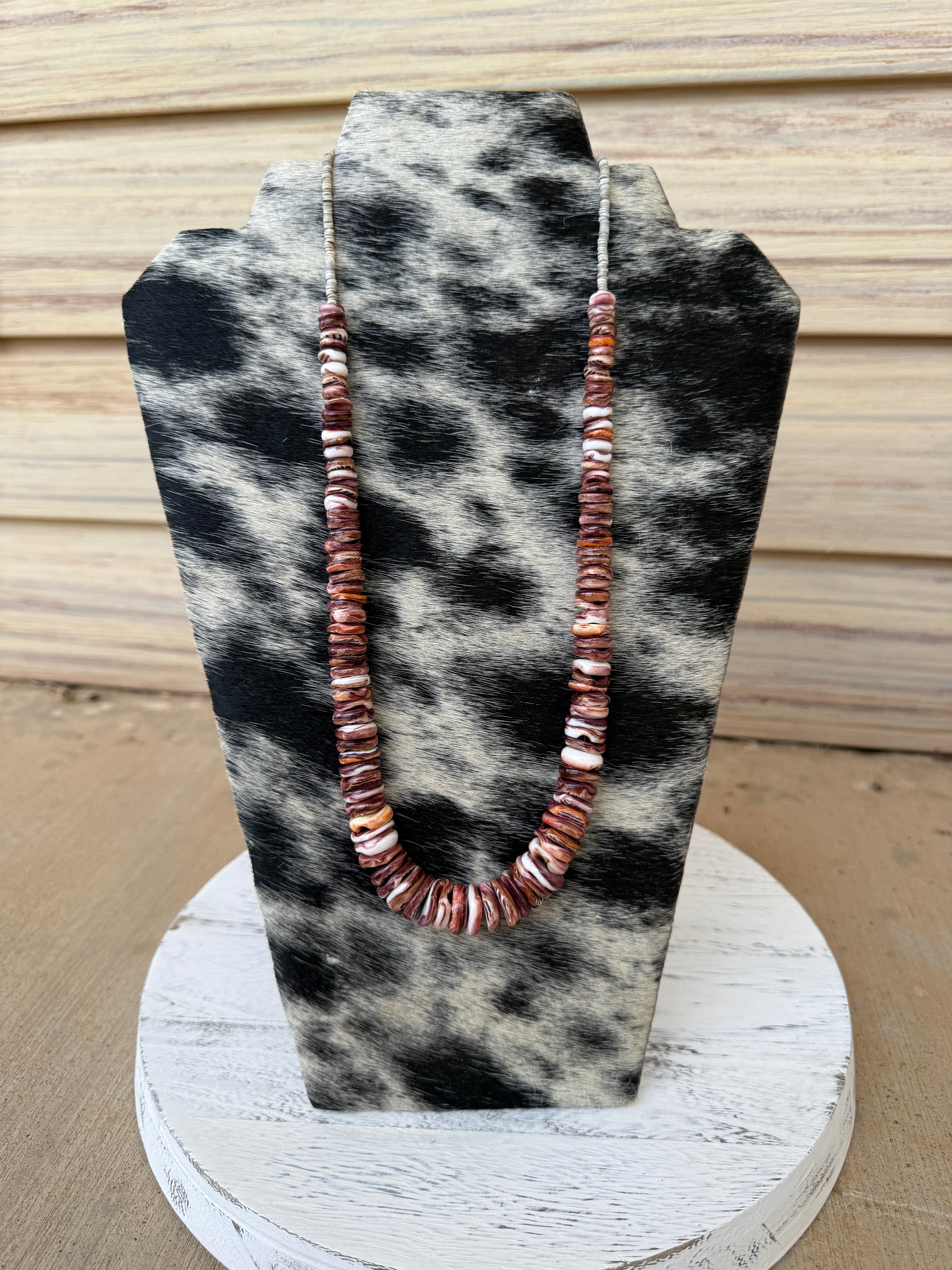 Purple Spiny Oyster & Heishi Necklace