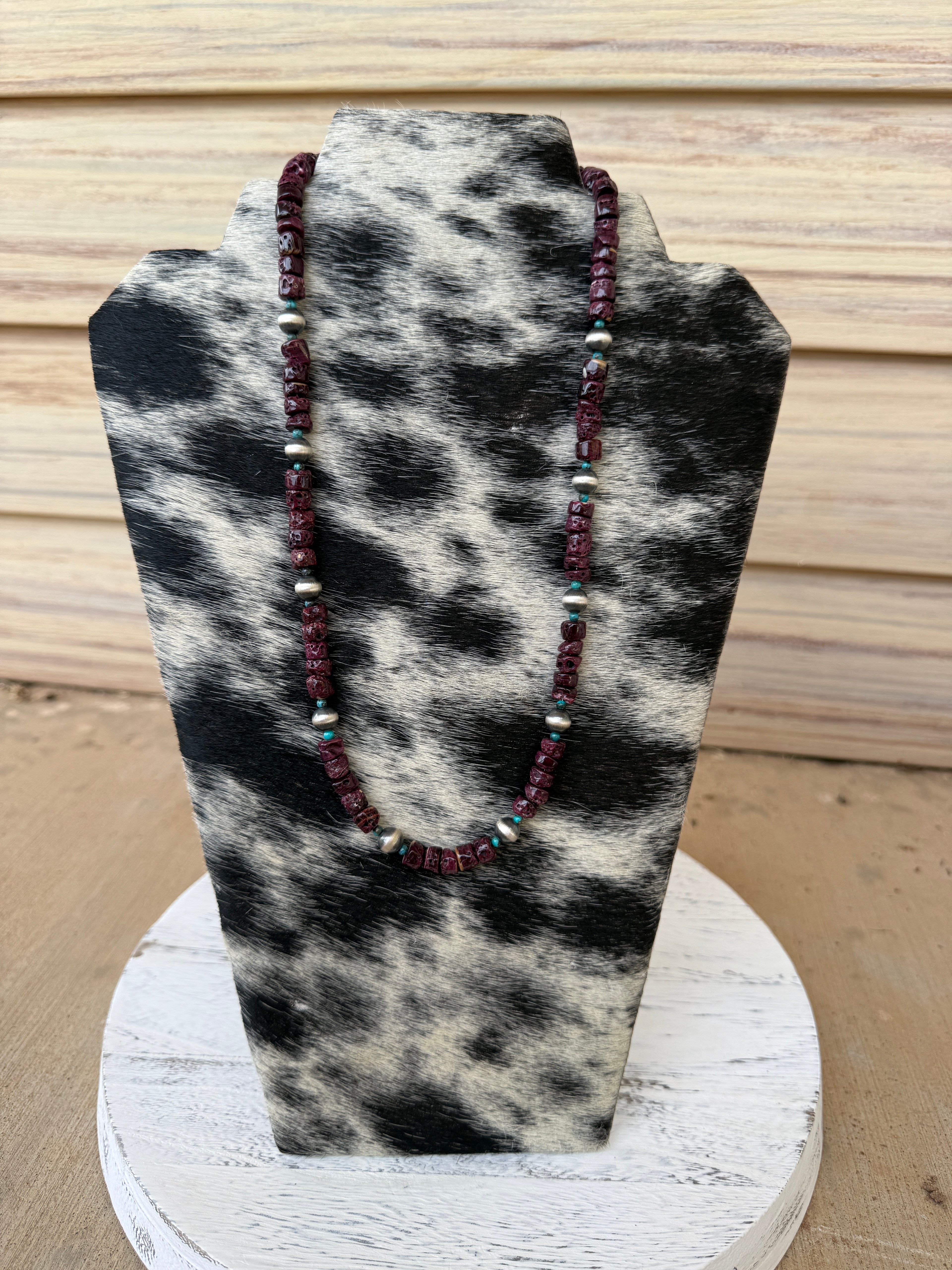 Purple Spiny, Turquoise & Navajo Pearl Necklace