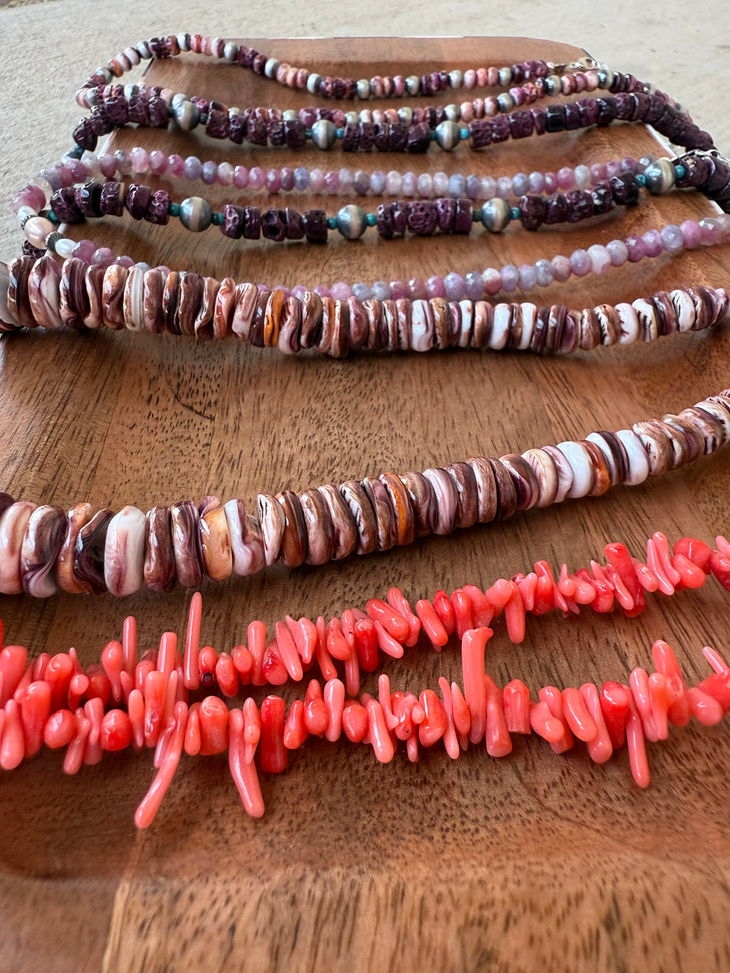 Pink Coral & Heishi Necklace