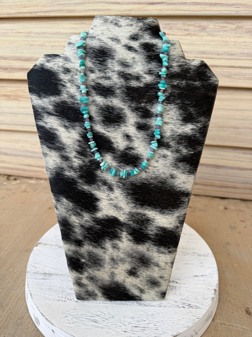 Amazonite & Faceted Pink Ruby Necklace