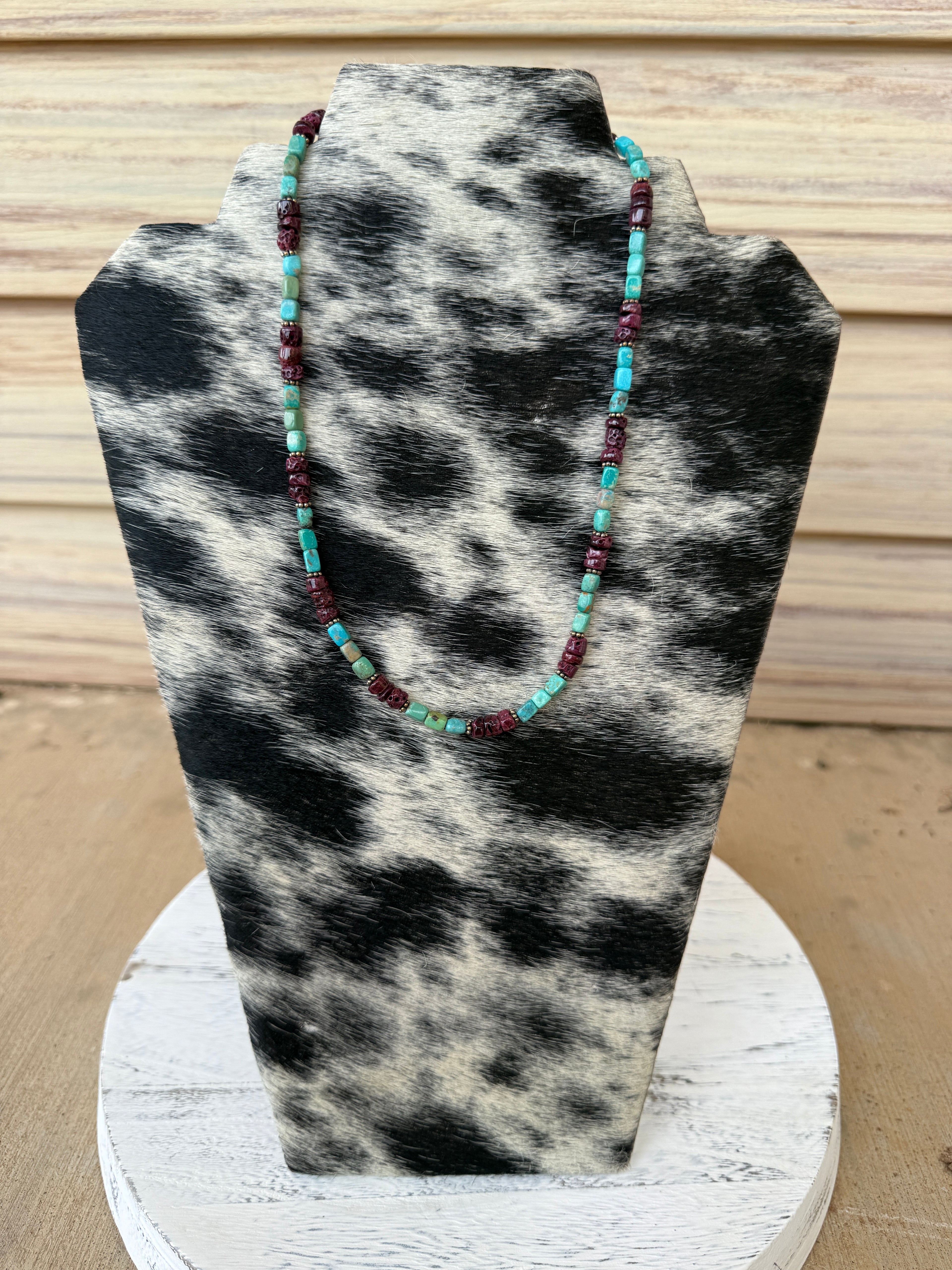 Purple Spiny Oyster & Turquoise Necklace