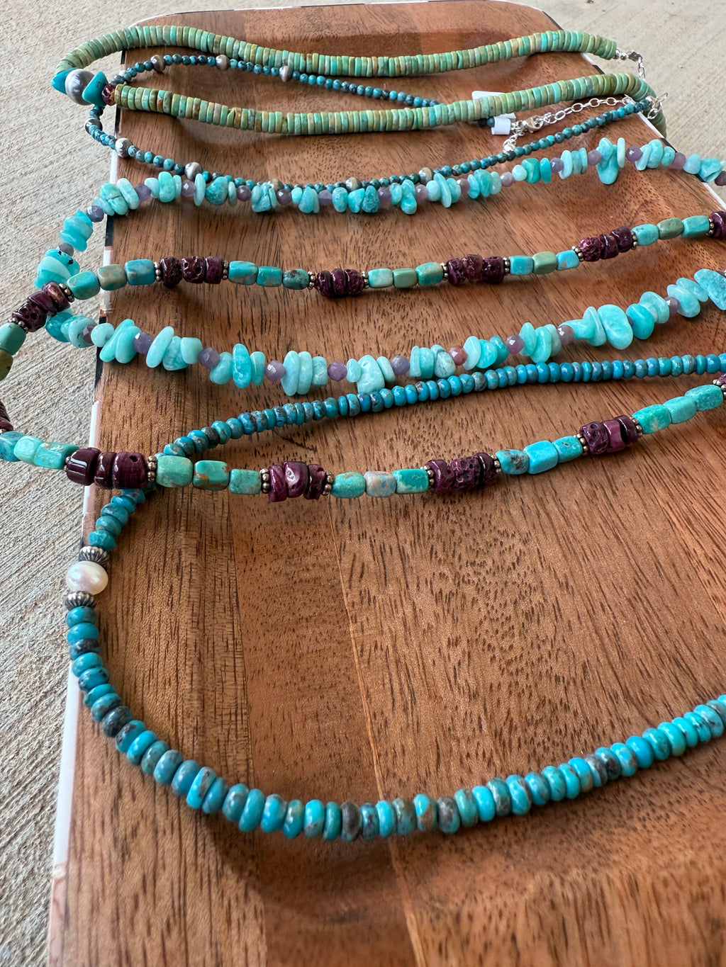 Amazonite & Faceted Pink Ruby Necklace