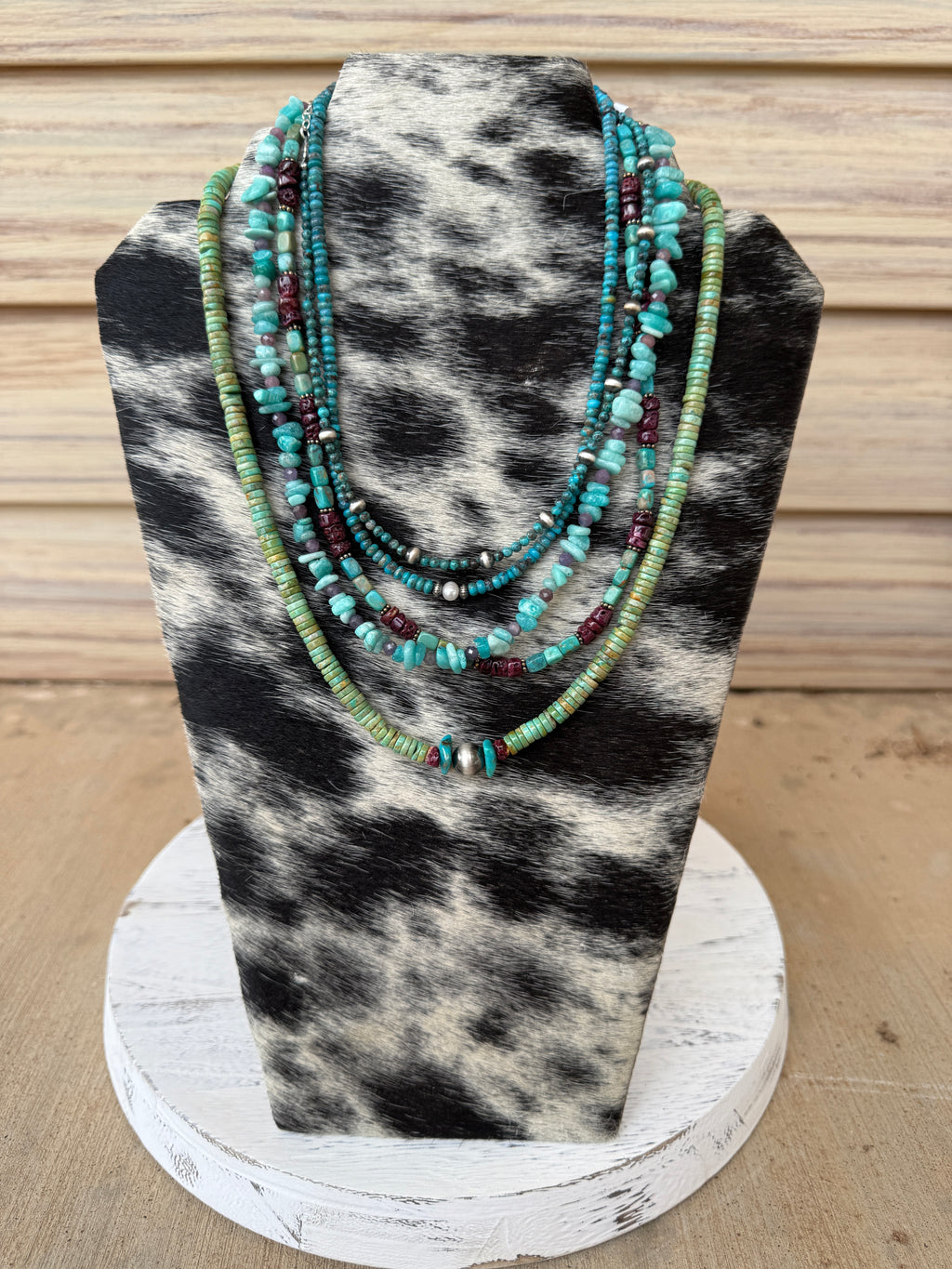 Amazonite & Faceted Pink Ruby Necklace