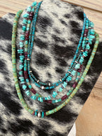 Amazonite & Faceted Pink Ruby Necklace