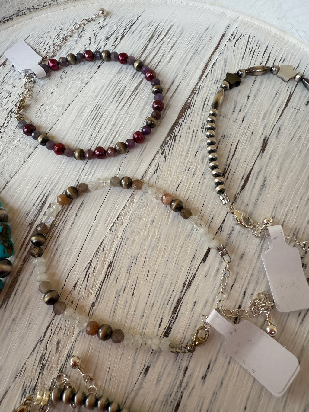 Faceted Moonstone & Navajo Pearl Bracelet