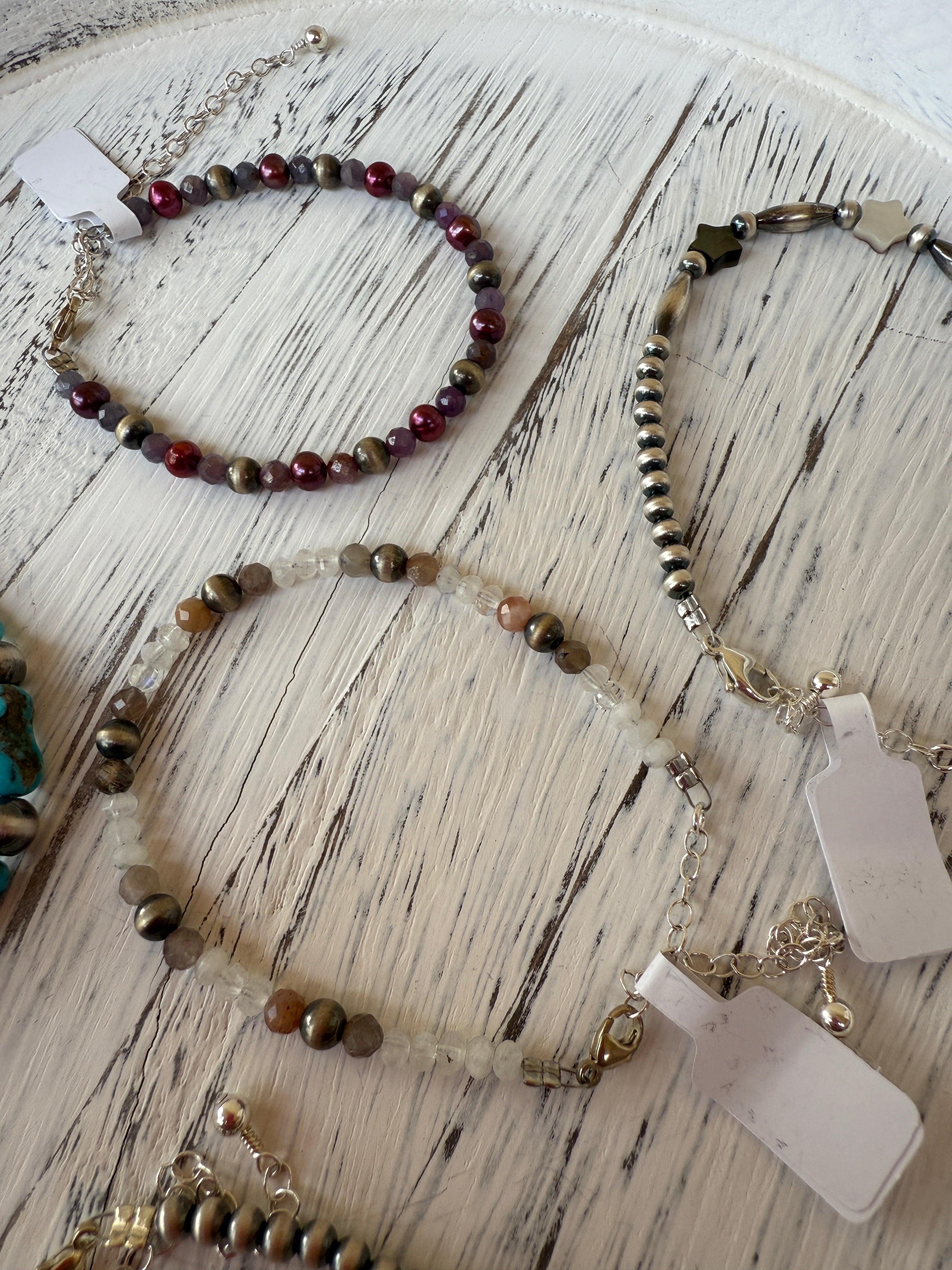 Faceted Moonstone & Navajo Pearl Bracelet