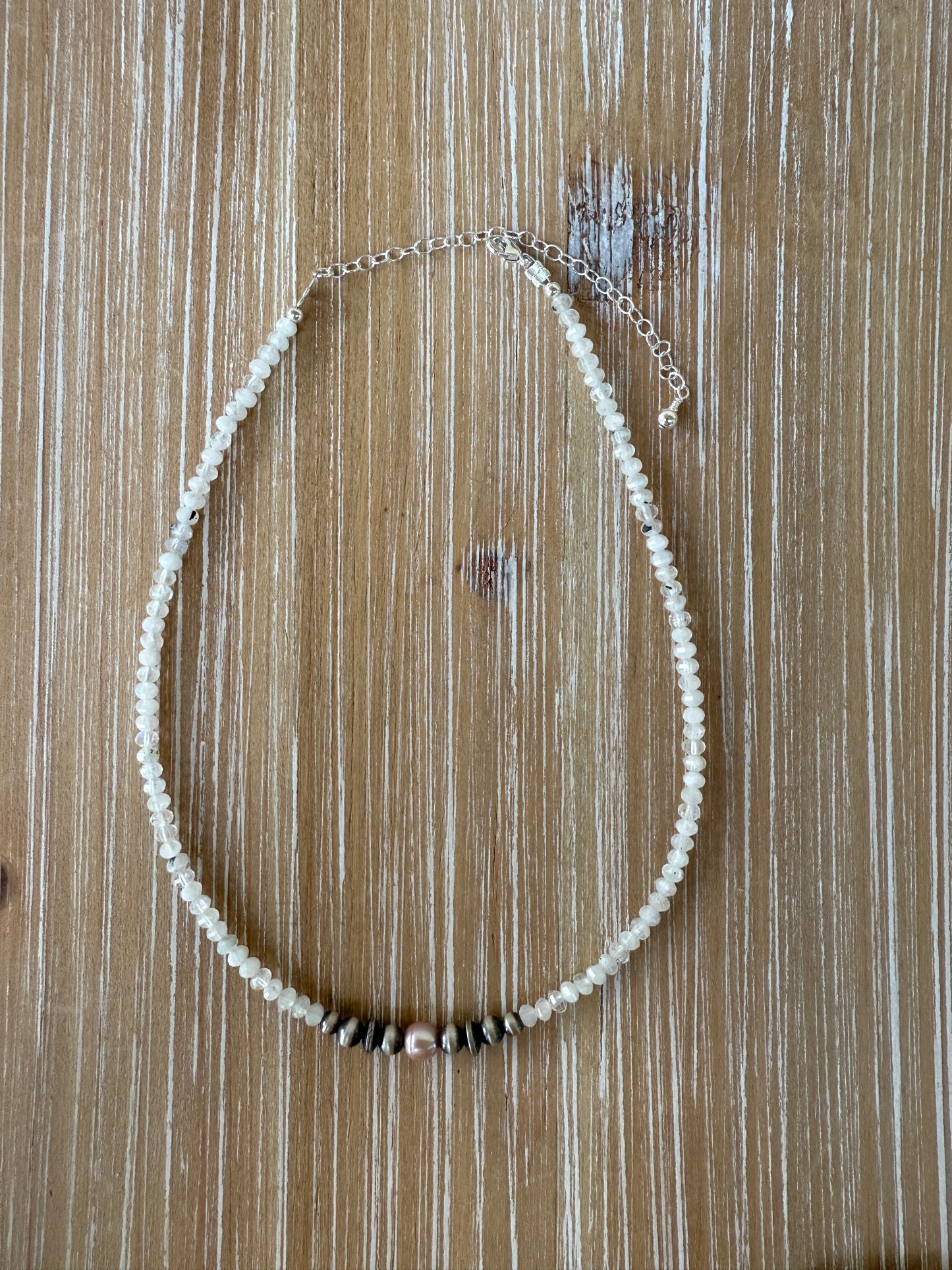 Moonstone, Navajo & Freshwater Pearl Necklace