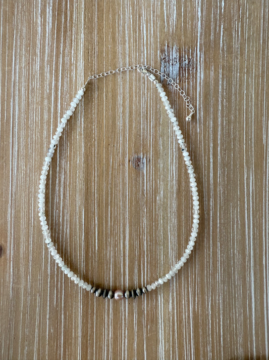 Moonstone, Navajo & Freshwater Pearl Necklace