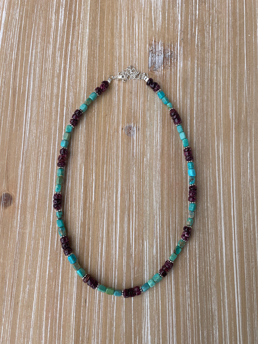 Purple Spiny Oyster & Turquoise Necklace