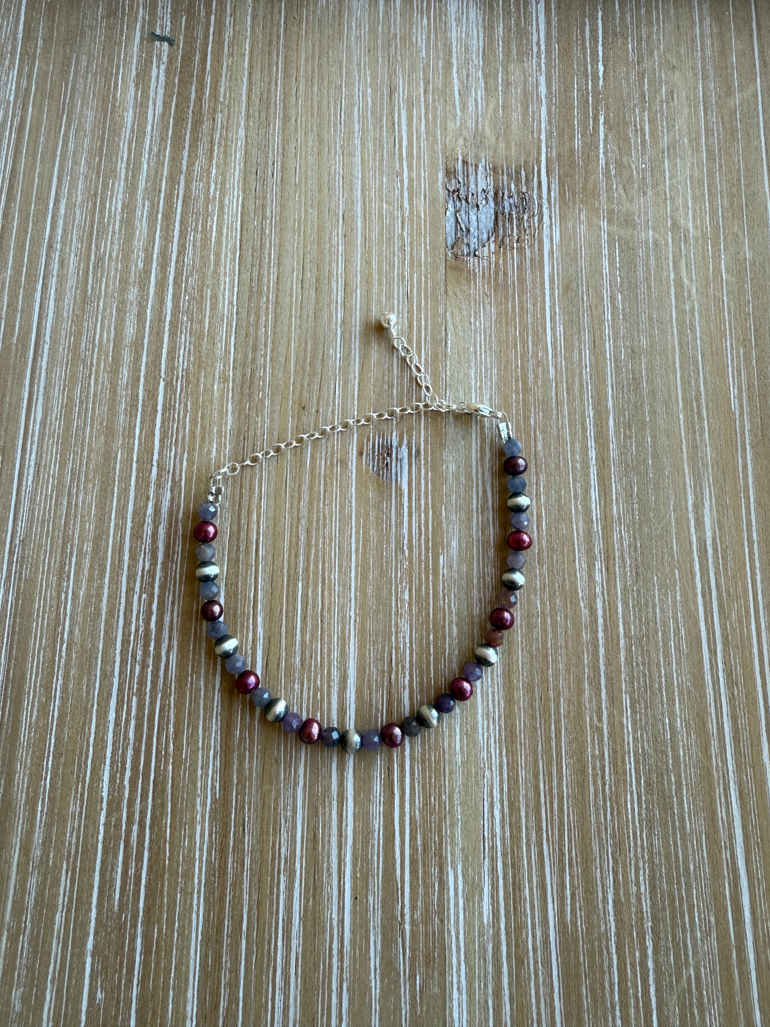 Gemstone, Freshwater Pearl & Navajo Pearl Bracelet