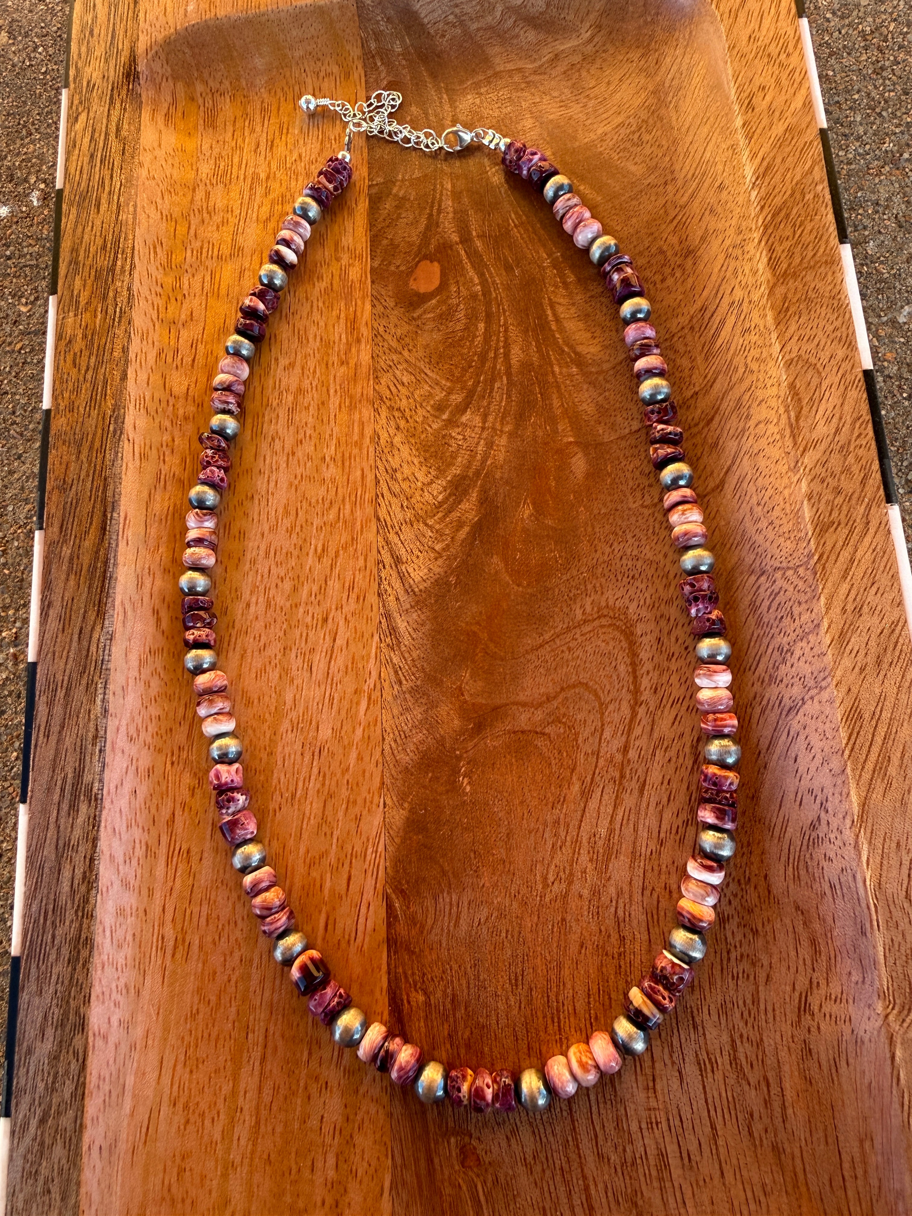 Purple Spiny & Sterling Pearl Necklace