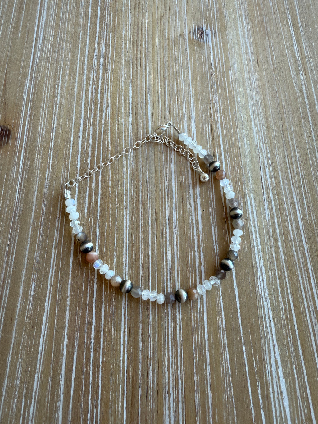 Faceted Moonstone & Navajo Pearl Bracelet