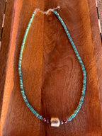 Turquoise, Purple & Stamped Sterling Necklace