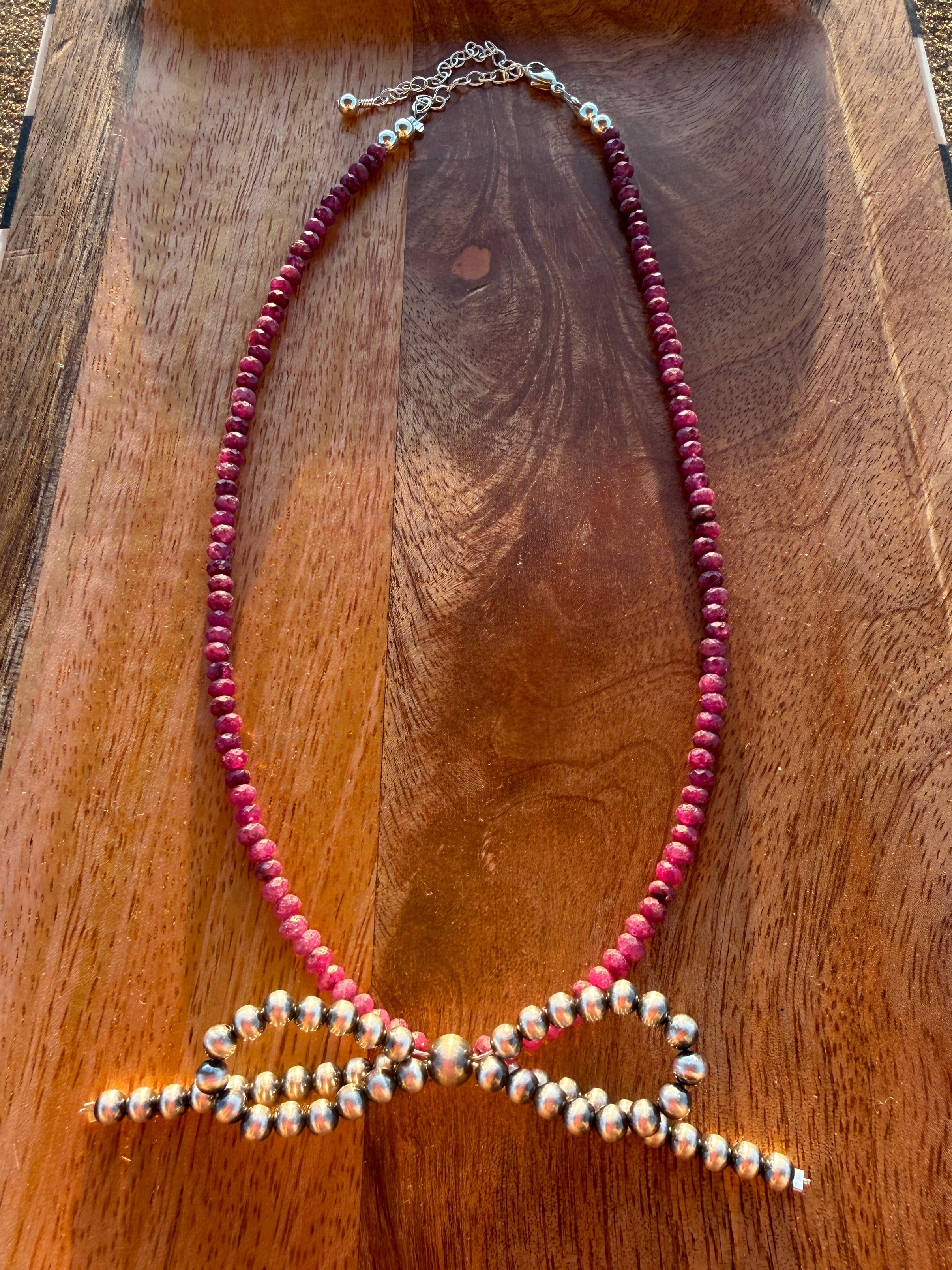 Ruby & Sterling Pearl Bow Necklace