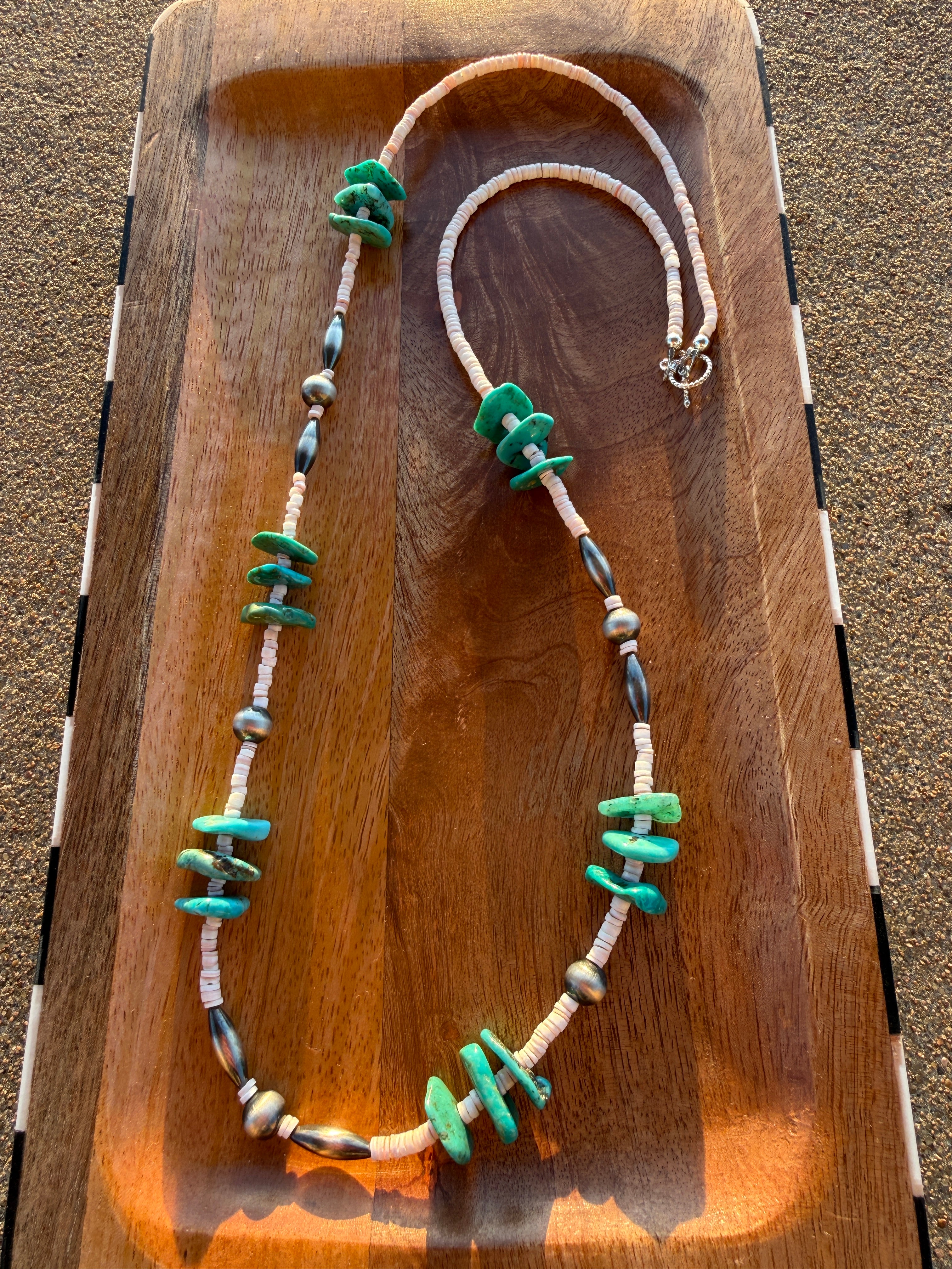 Heishi Shell, Turquoise & Sterling Silver Necklace