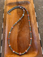 Sterling Pearl & Red Spiny Oyster with Turquoise Inlay Necklace