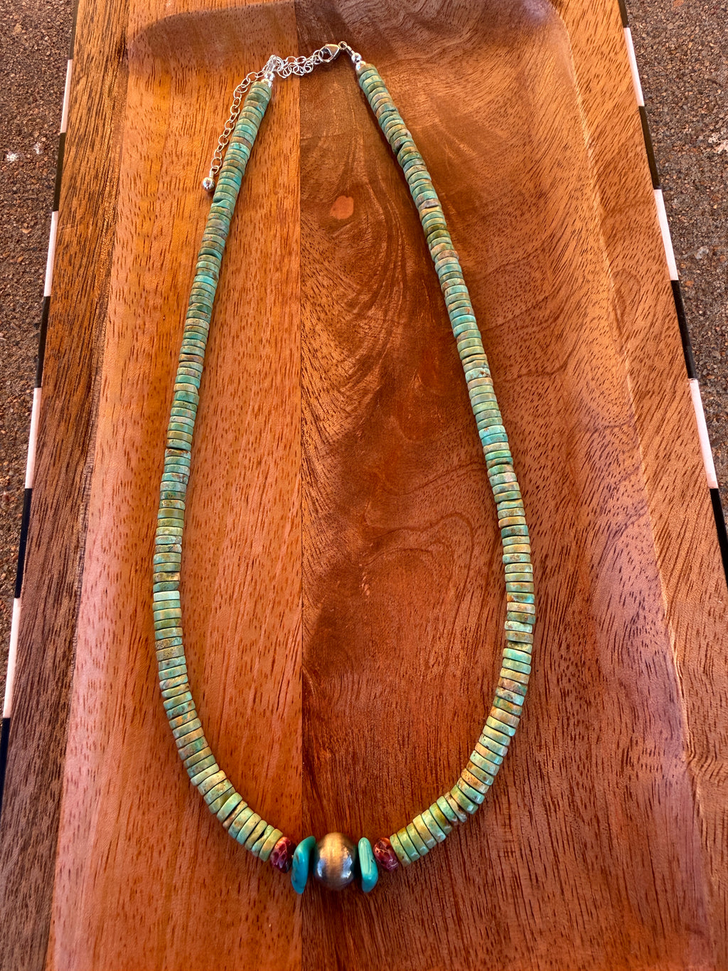Turquoise, Spiny Oyster & Sterling Pearl Necklace