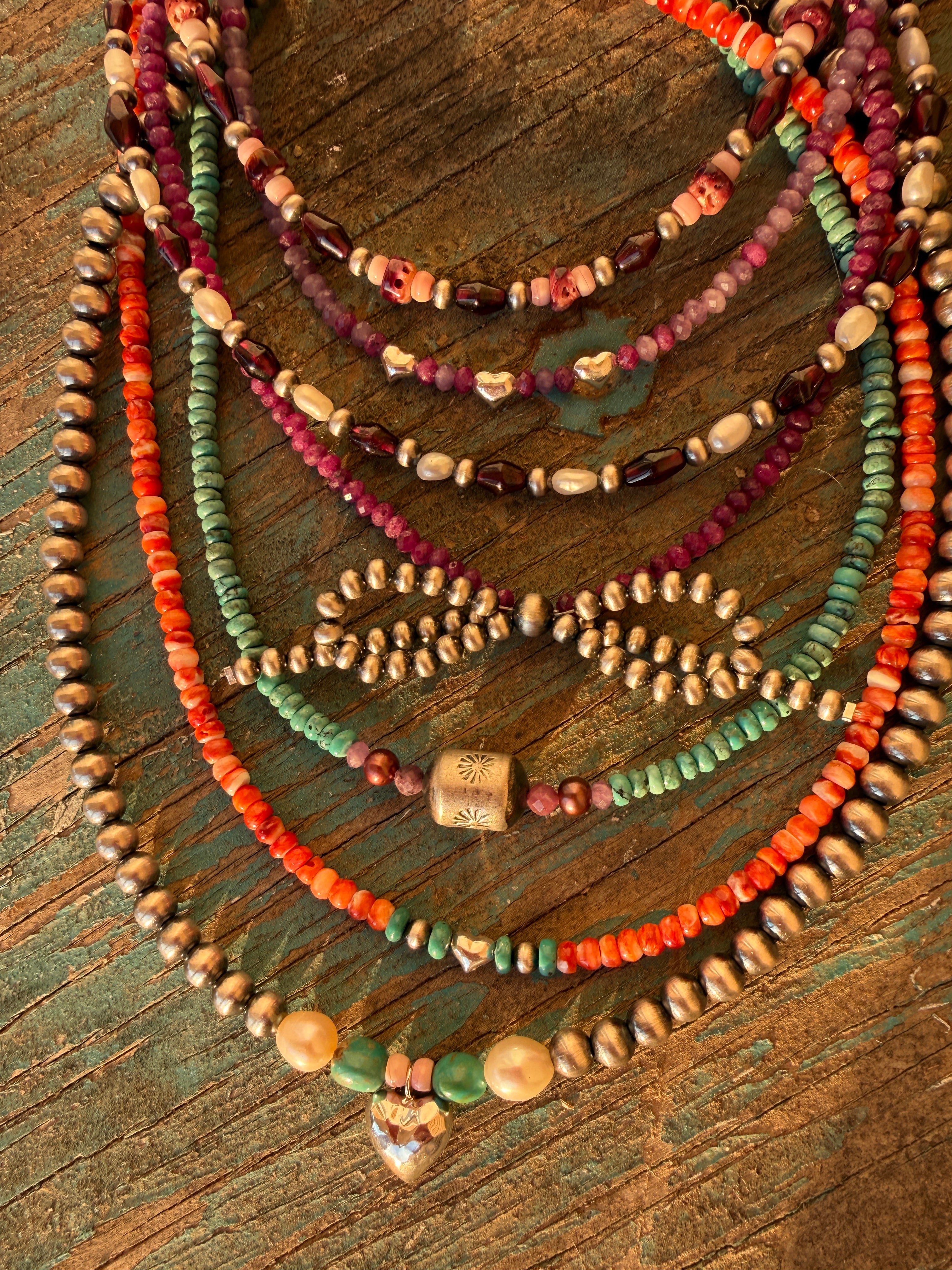 Lepidolite, Ruby & Sterling Heart Necklace