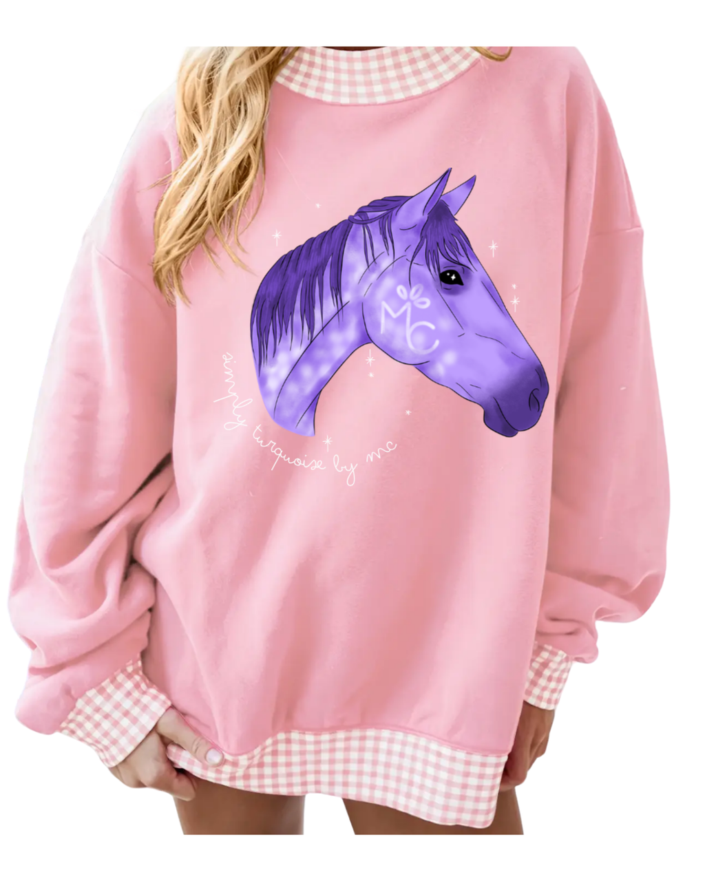Pink Gingham Mock Neck - 6 Designs - Pre Order