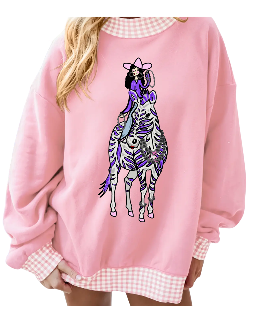 Pink Gingham Mock Neck - 6 Designs - Pre Order