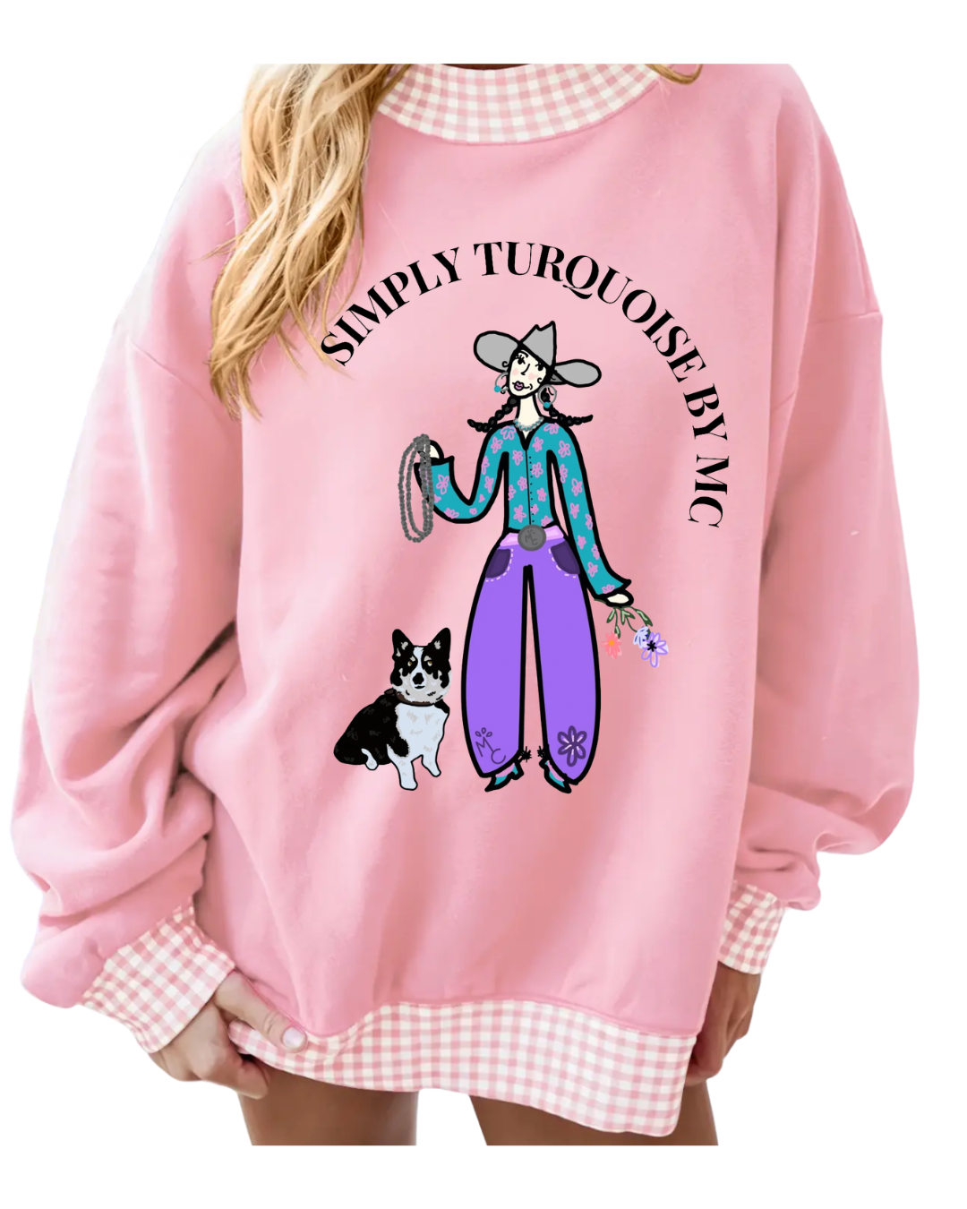 Pink Gingham Mock Neck - 6 Designs - Pre Order