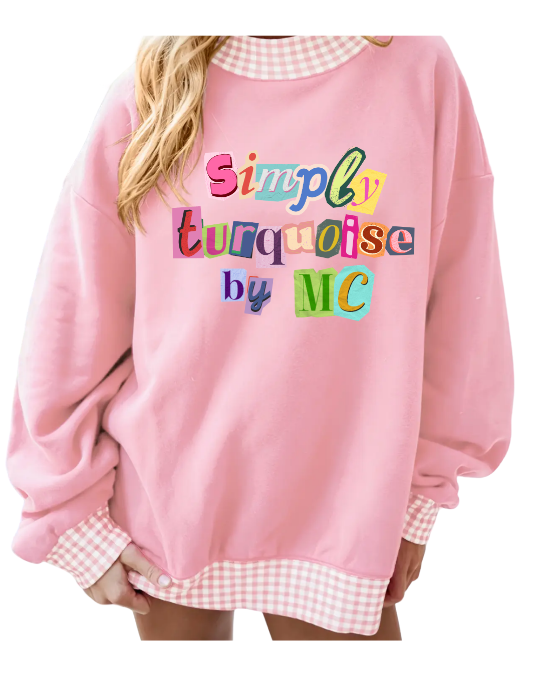Pink Gingham Mock Neck - 6 Designs - Pre Order