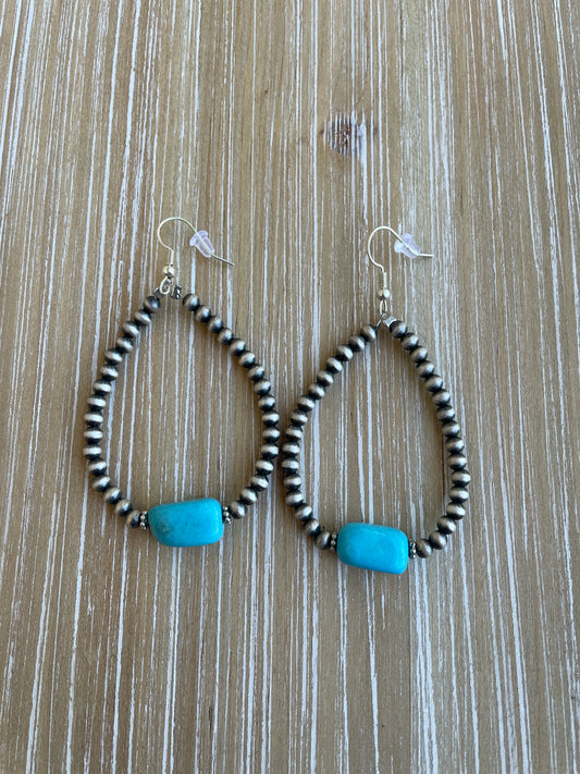 4 mm Navajo Pearl & Turquoise Earrings