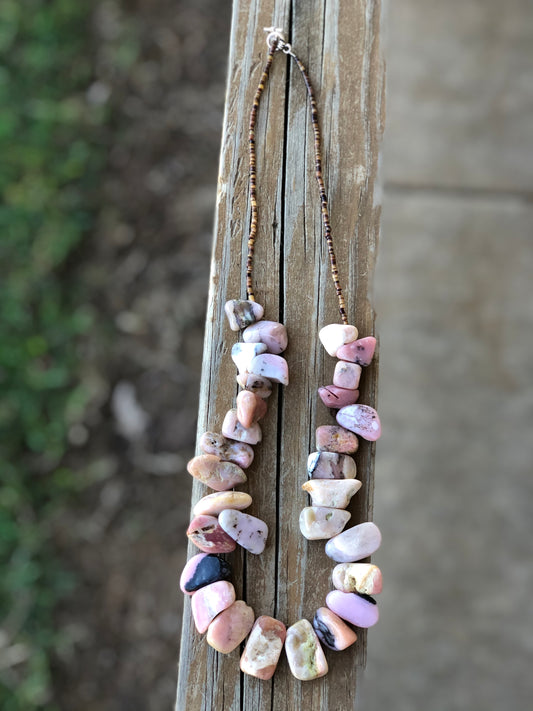 Pink Opal & Heishi Necklace